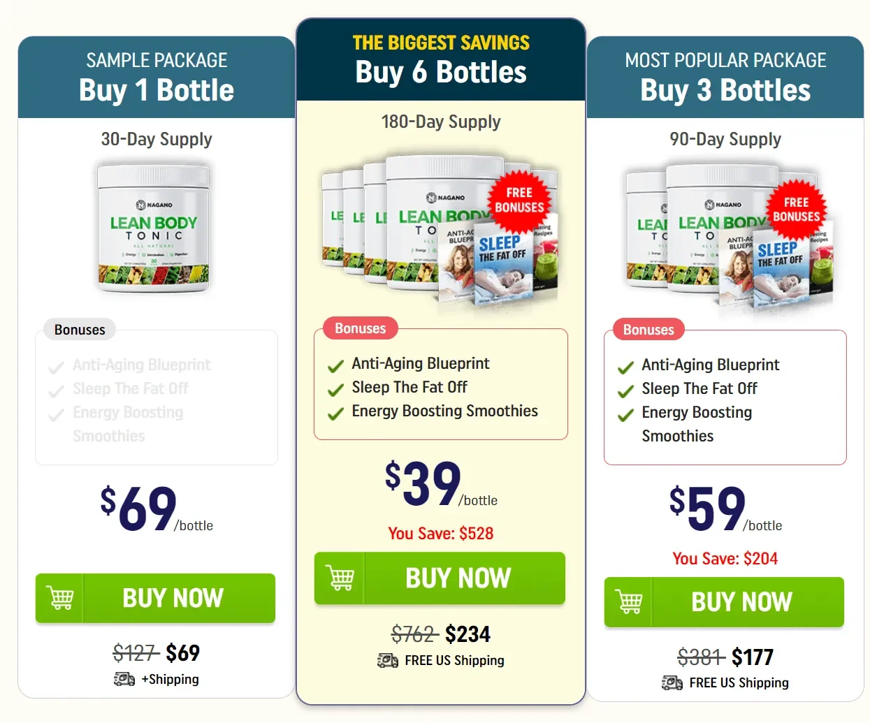 Nagano Tonic Pricing