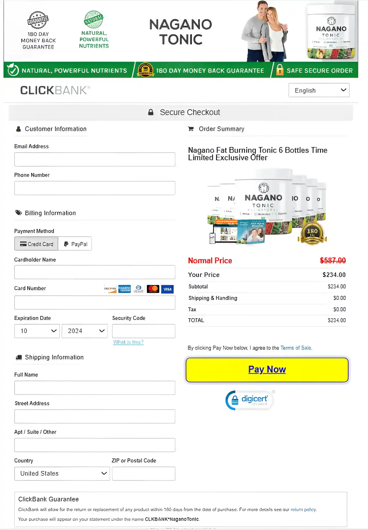 Nagano Tonic Secure Order